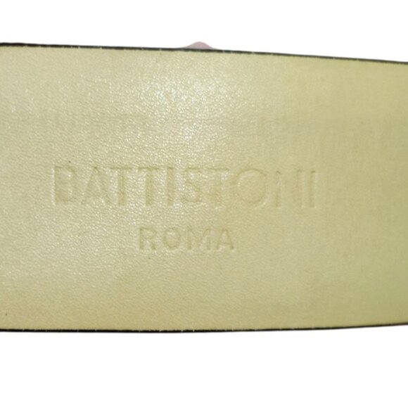 Men’s Black Leather Belt Battistoni Roma Italy Classic Dress Accessory Silver 44 - Picture 5 of 11